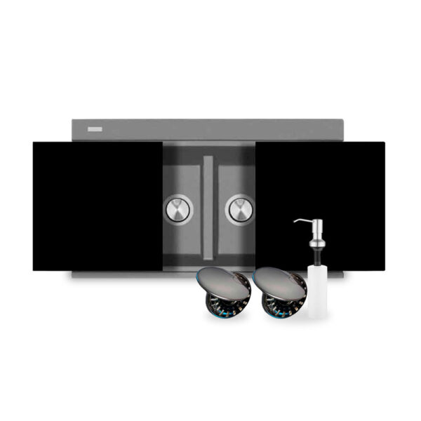 KIT Tarja Lusso Titanio + Dispensador de Jabón Cromado + 2 Contra Canastas color Cromado