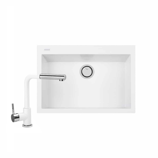 Tarja Singola Grande 76x50x20 + llave mod Tevere 31 cm color blanco
