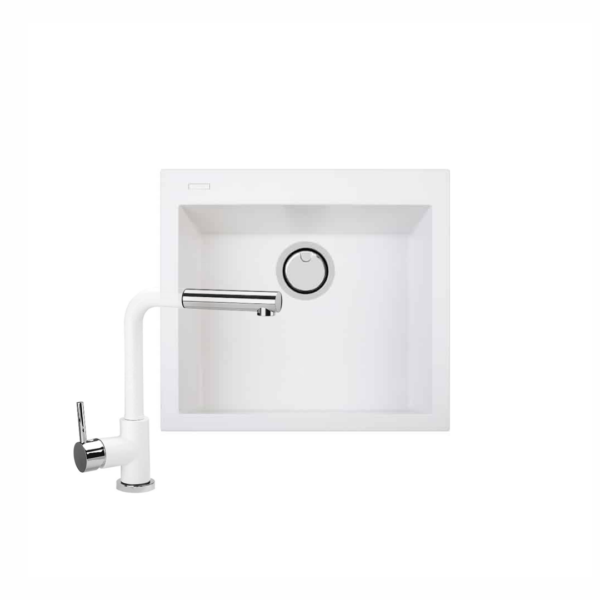 Tarja Singola Media 56x50x20 + llave mod Tevere 31 cm color blanco